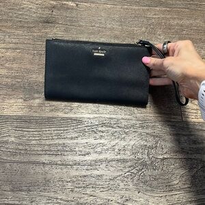 Kate Spade Black and White Striped Clutch